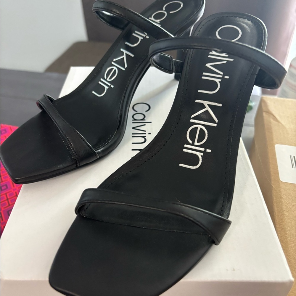 Calvin Klein Black Leather Sandals
